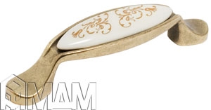 Ручка патина на латуни + керамика золотые узоры M16.01.187.02